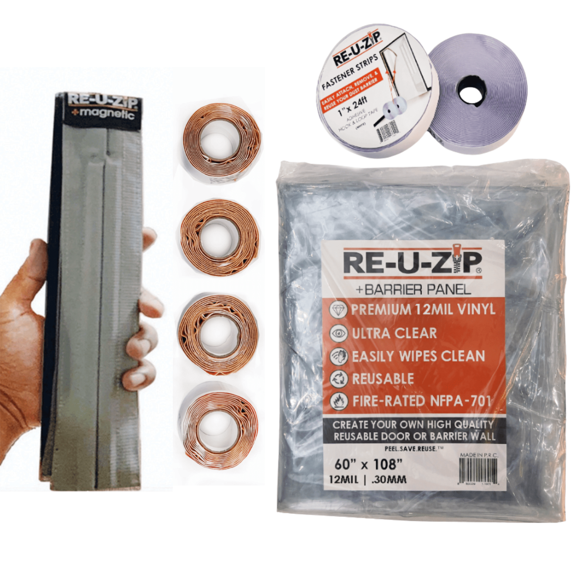 RE-U-ZIP INNOVATIVE DUST BARRIER SOLUTIONS Construction RE-U-ZIP® ULTRA-CLEAR MAGNETIC ZIPPER DOOR KIT