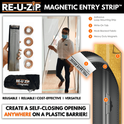 RE-U-ZIP™ INNOVATIVE DUST BARRIER SOLUTIONS RE-U-ZIP™ REUSABLE MAGNETIC ENTRY STRIP (ONLY) | SINGLE